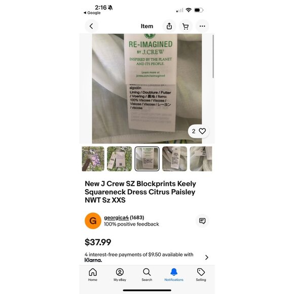 J. Crew SZ Square Neck Block Print Dress - Picture 5 of 5